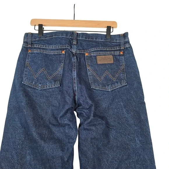 Wrangler 47MWZ Plaid Flannel Lined Jeans Dark Wash Regular Fit Mens 32x30 - Picture 4 of 12